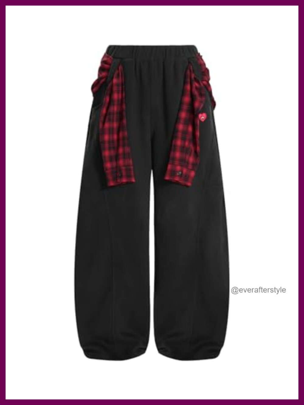 Aelfric Eden Baggy Barrel Sweatpants Plaid Belt Shawl Wide Leg Pants Y2K